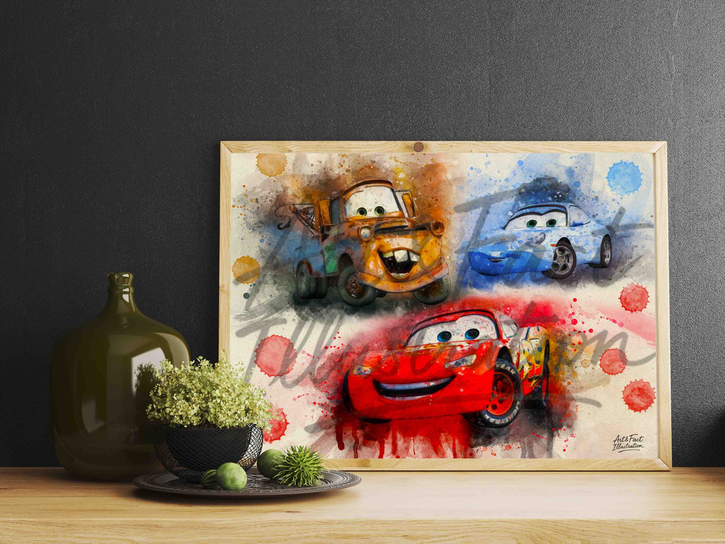 Cars / Flash Mcqueen / Martin / Sally / Art Print / Dessin animé / Décoration / Chambre d'enfant / Idée Cadeau / Voiture