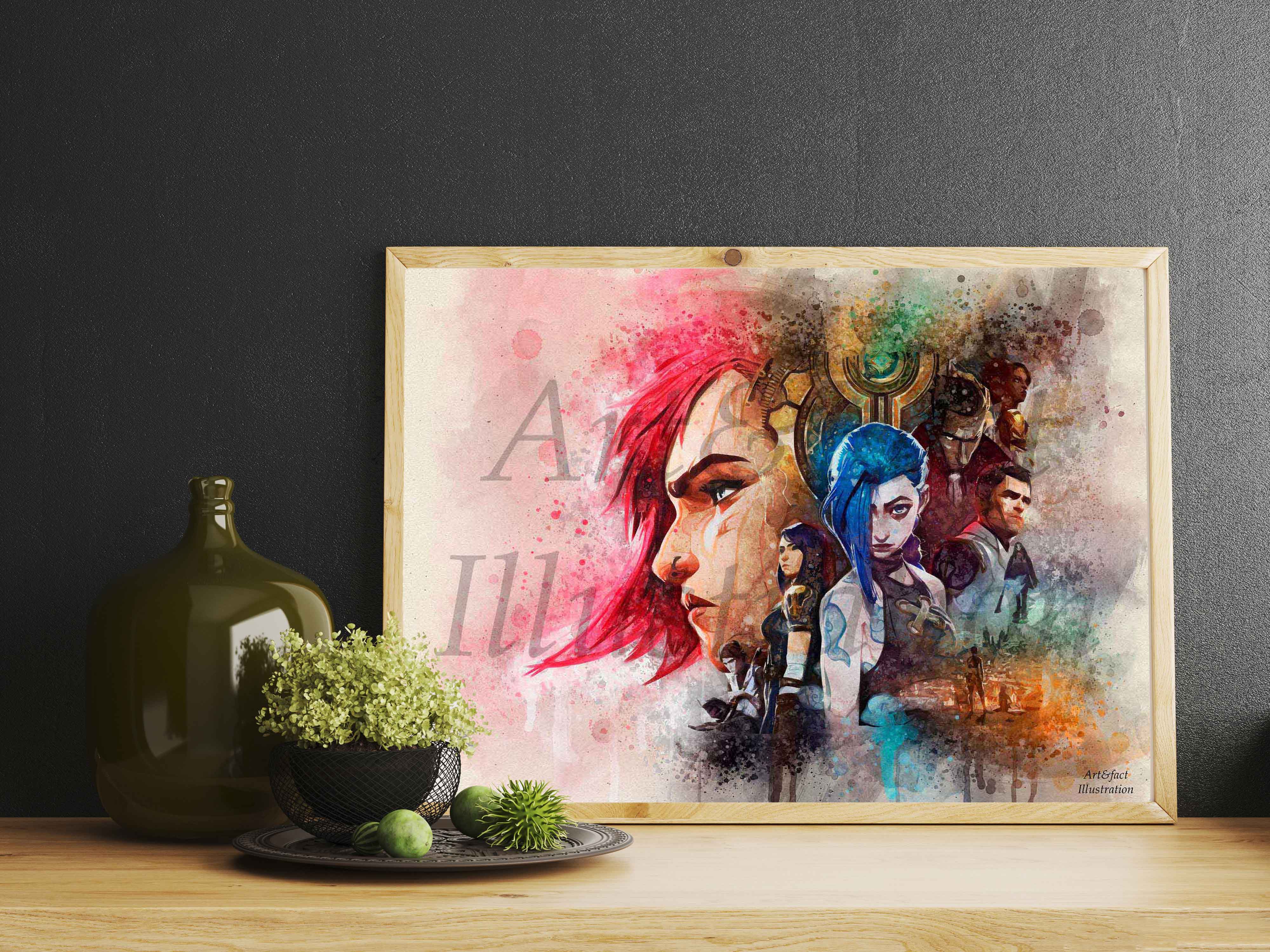 Poster Sur Toile Arcane Jinx League Of Legends - 30x45cm Sans Cadre - Décoration Murale