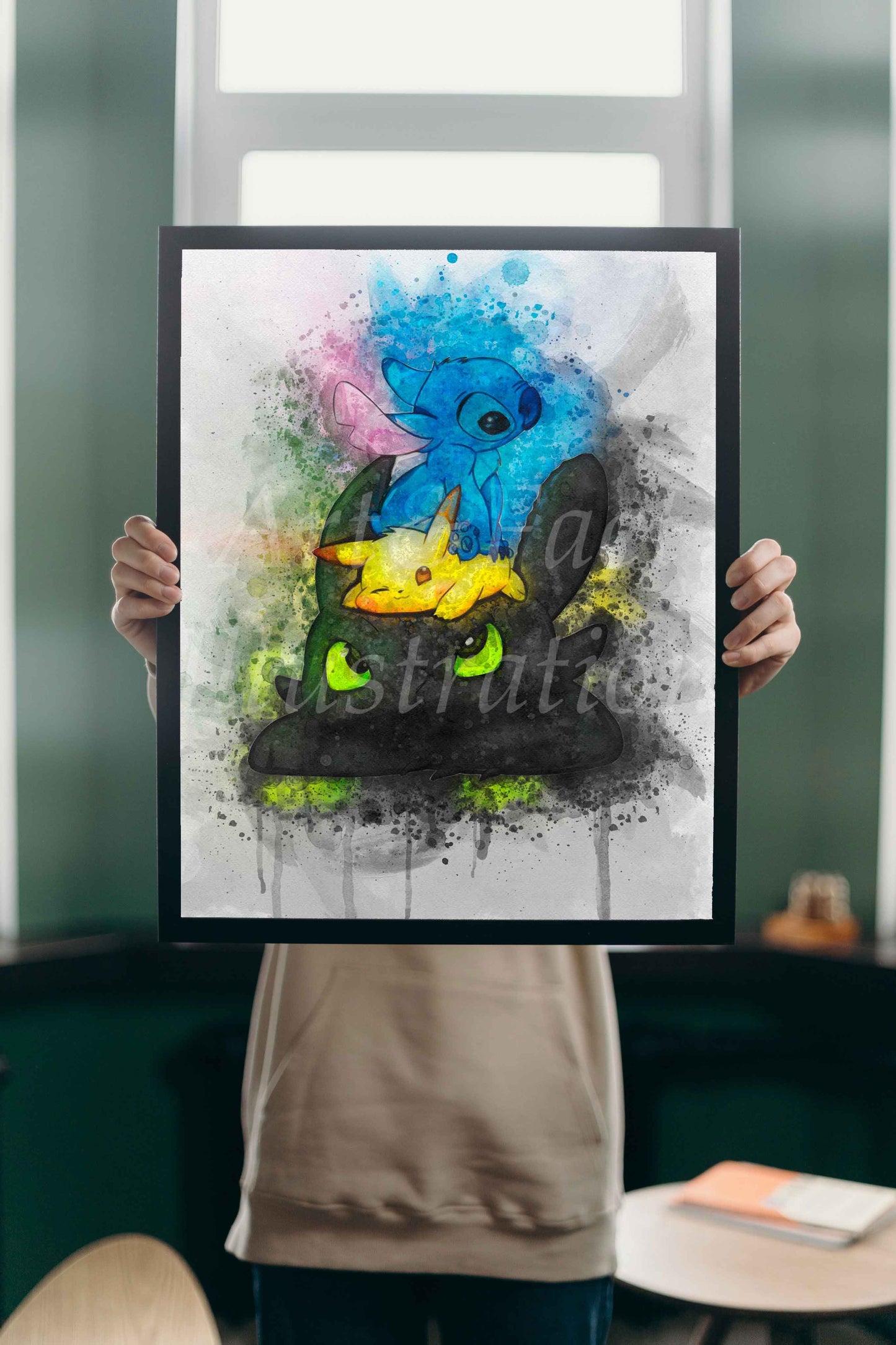 Stitch / Pikachu / Krokmou / Dragon / Ohana / Art Print / Dessin animé / Décoration Chambre d'Enfant / Idée Cadeau / Fan Stitch