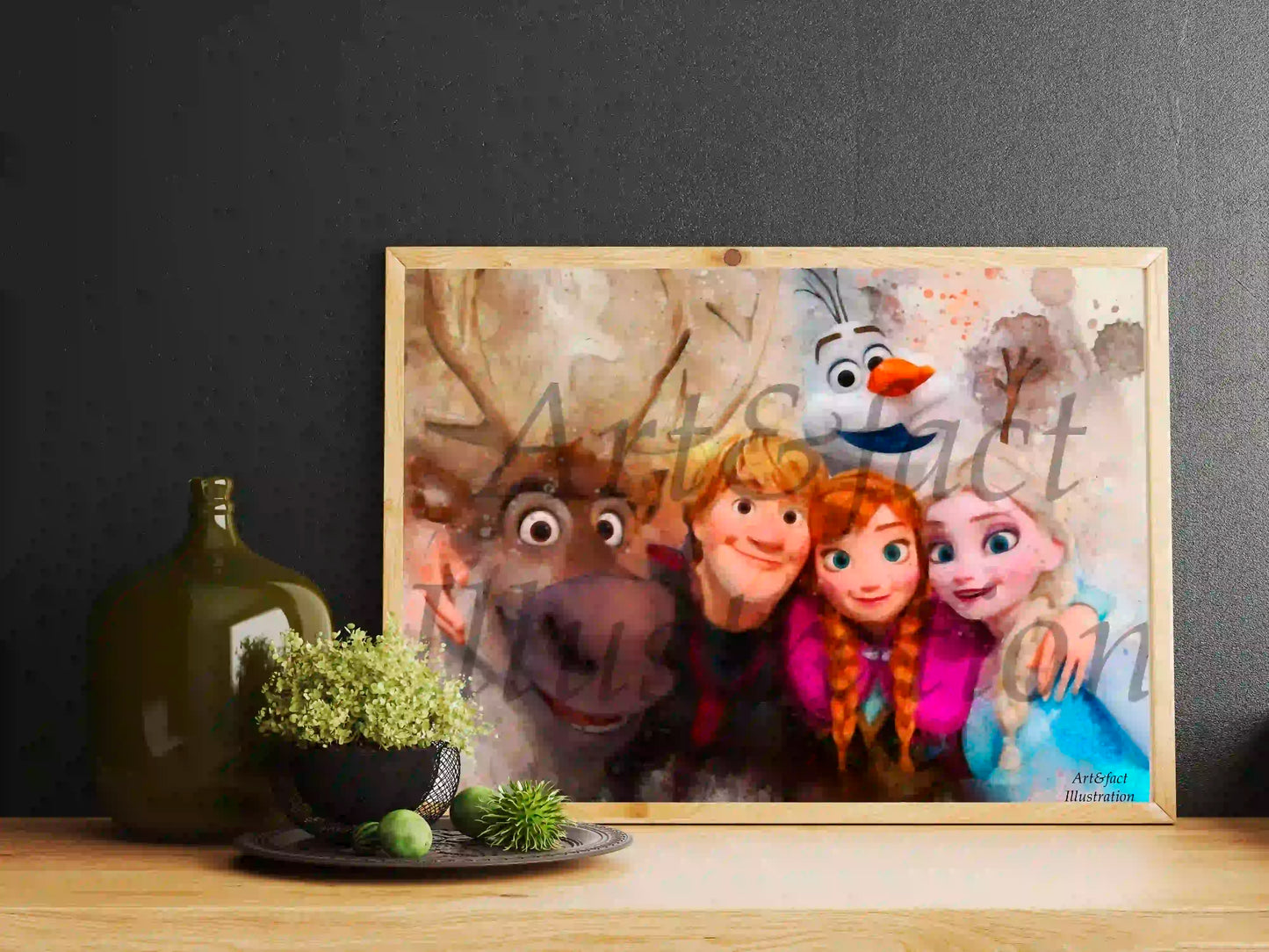 Reine des Neiges / Elsa et Anna / Art Print / Dessin animé / Décoration / Chambre d'enfant / Idée Cadeau / Fan Disney