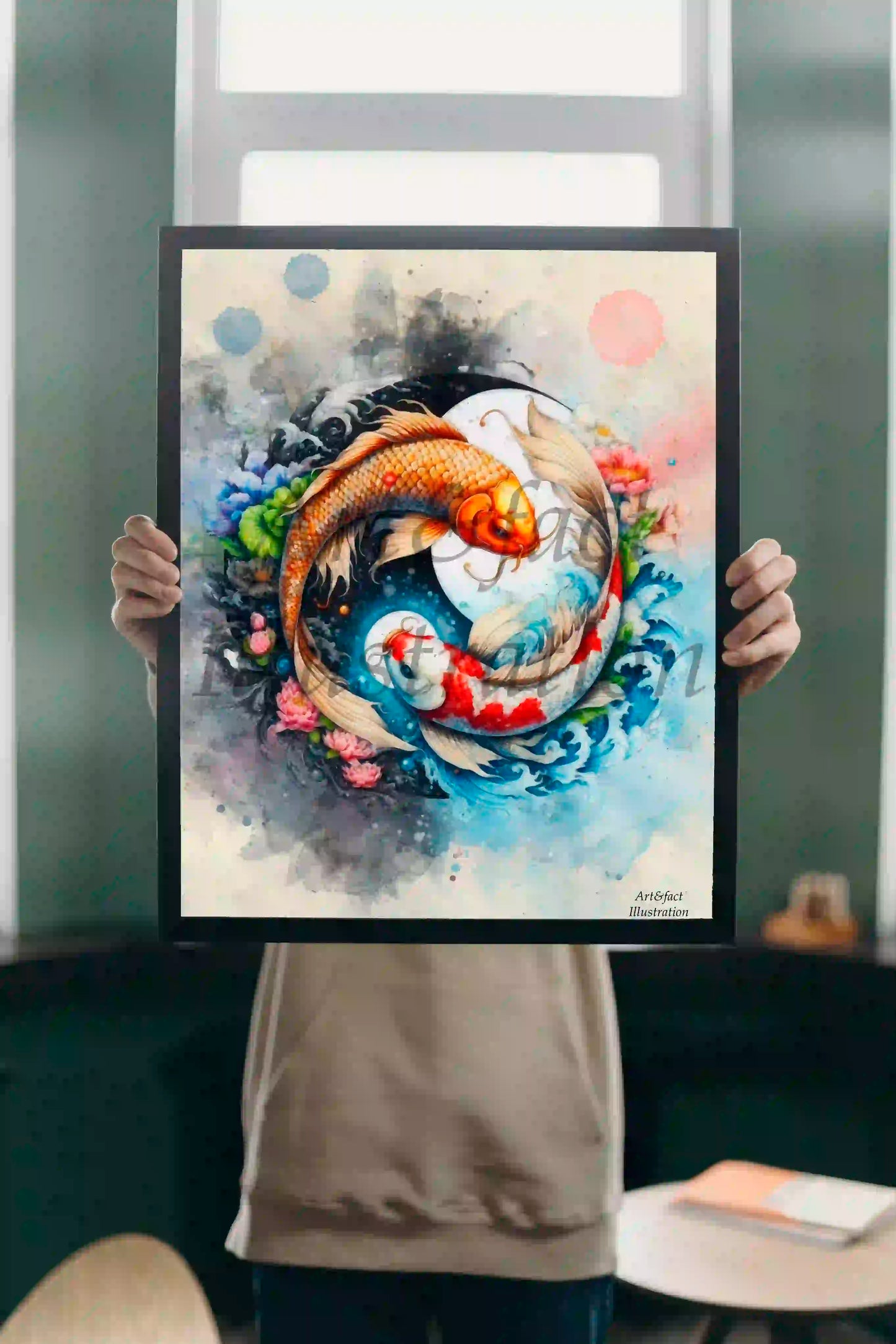 Carpe Koï / Yin et Yang / Univers Japonais / Japon / Art / Décoration / Bureau / Chambre / Idée Cadeau