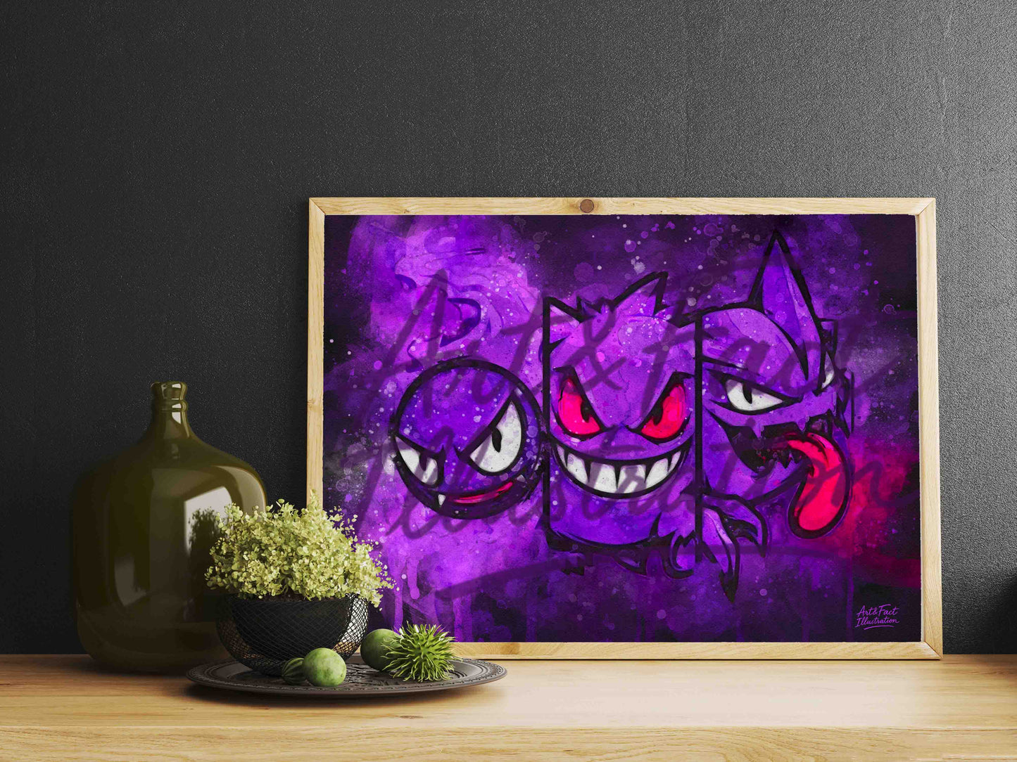 Fantominus Ectoplasma Spectrum / Evolution / Pokémon / Poster / Art Print / Dessin animé / Décoration / Chambre Enfant / Idée Cadeau / Fan Pikachu / Fan Pokemon