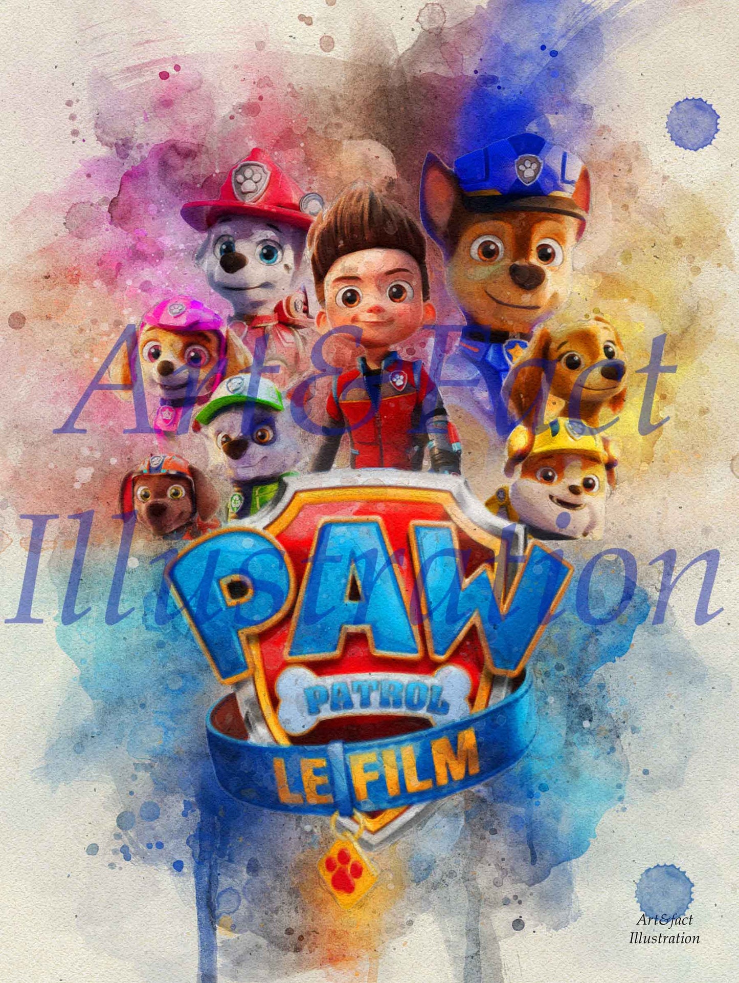 Pat Patrouille / Chase / Marshall / Art Print / Dessin animé / Décoration / Chambre d'enfant / Idée Cadeau / Fan Pat Patrouille