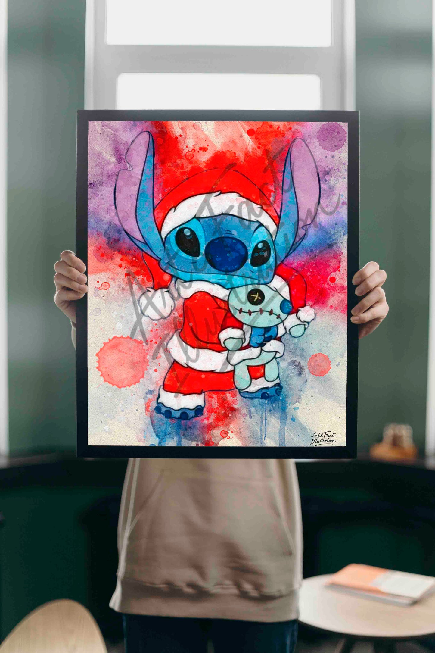Stitch de Noël / Lilo et Stitch Poster / Ohana / Art Print / Dessin animé / Décoration / Chambre d'enfant / Idée Cadeau / Fan Stitch