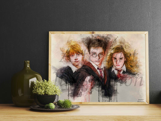 Harry Potter / Harry / Ron / Hermione / Poster Film / Décoration Chambre / Bureau / Fan HP / Poudlard / Gryffondor / Hogwarts Legacy