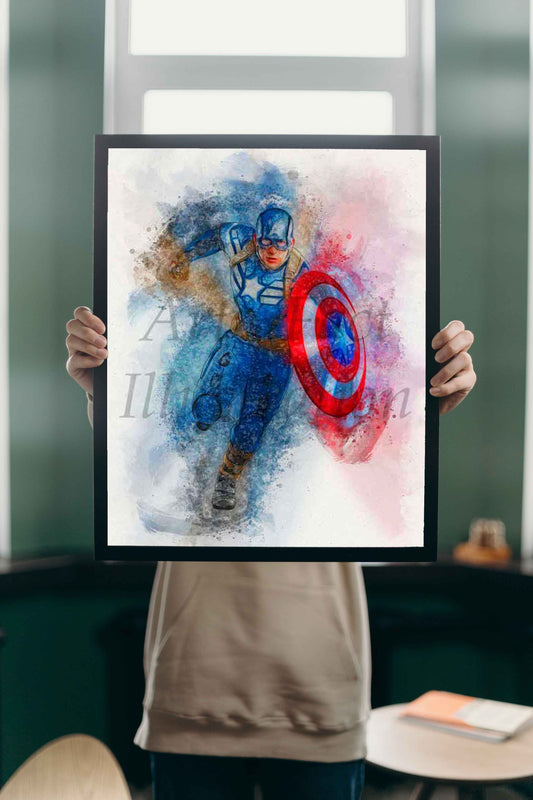 Captain America / Super-héros / Poster Film / Avengers / Marvel / Bouclier / Fan Avengers / Décoration Chambre d'Enfant / Idée Cadeau