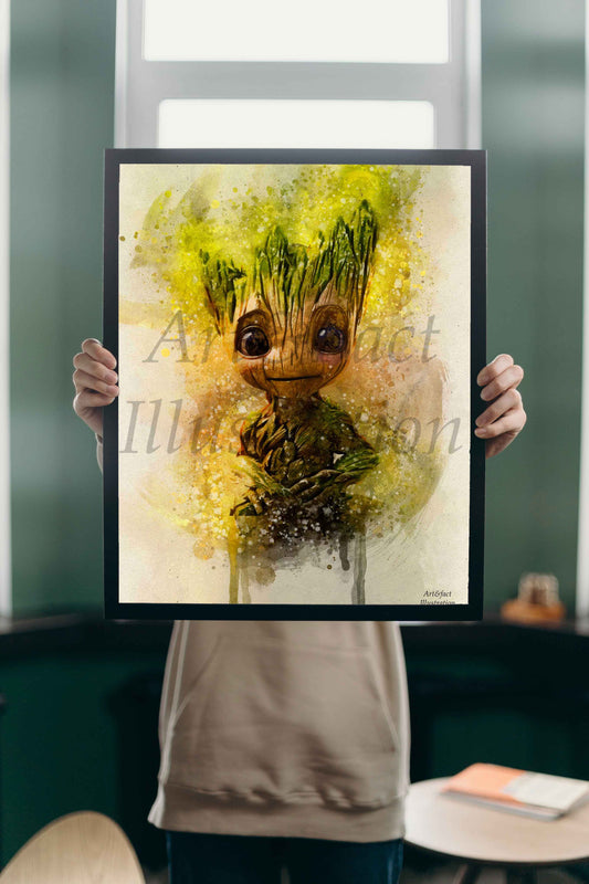 Groot / Gardiens de la Galaxie / Super-héros / Poster Film / Avengers / Marvel / Fan Avengers / Fan bébé Groot / Décoration Chambre d'Enfant / Idée Cadeau