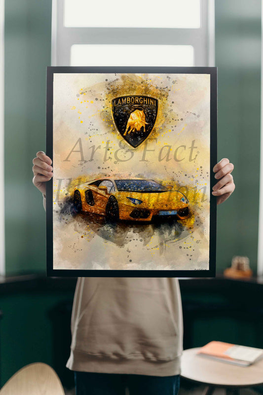 Lamborghini Aventador / Auto / Fan Voiture / Art / Décoration / Geek Voiture / Bureau / Chambre / Idée Cadeau