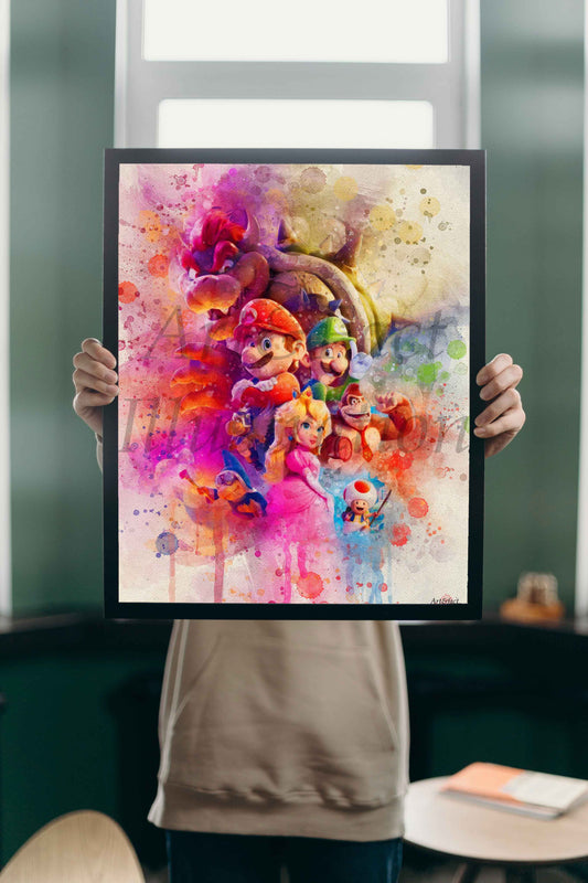 Mario Bros Le Film / Mario / Luigi / Bowser / Princesse Peach / Toad Art / Décoration / Geek / Bureau / Chambre / Idée Cadeau