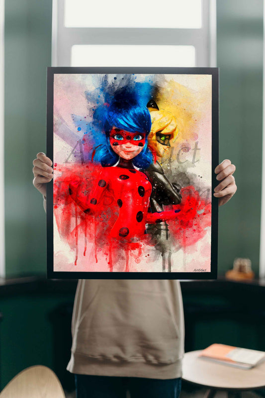 Miraculous / Ladybug et Chat noir / Art Print / Dessin animé / Décoration / Chambre d'enfant / Idée Cadeau / Fan Miraculous