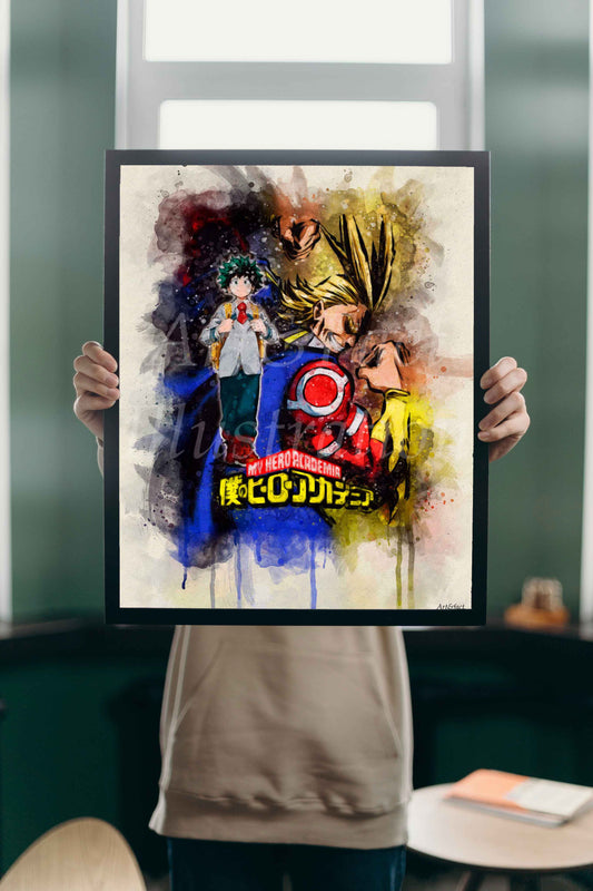 My Hero Academia / Izuku Midoriya / Toshinori Yagi / One for All /  Manga poster / Série Animé / Décoration Chambre / Bureau / Idée Cadeau