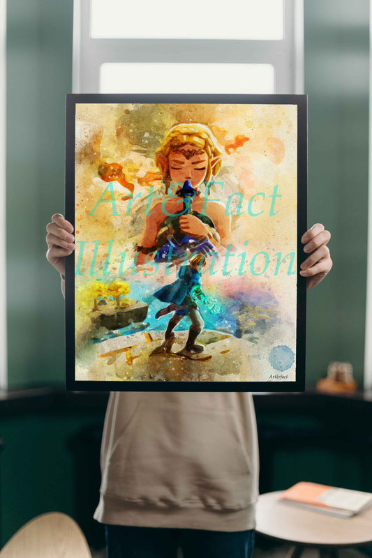 Zelda / Link / Breath of The Wild Sunset / Jeux Video / Art / Décoration / Geek / Bureau / Chambre