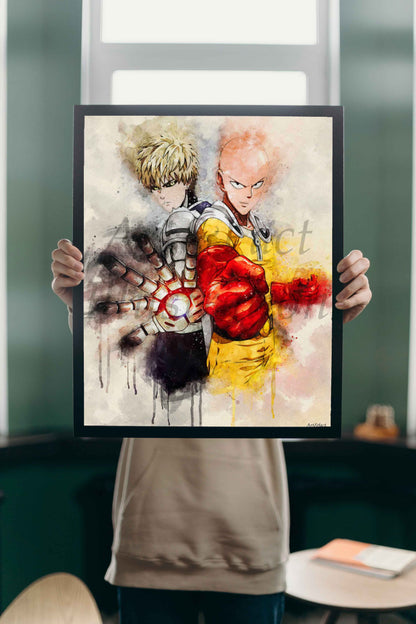 One Punch Man / Saitama et Genos / Manga poster / Série Animé / Décoration Chambre / Bureau / Idée Cadeau