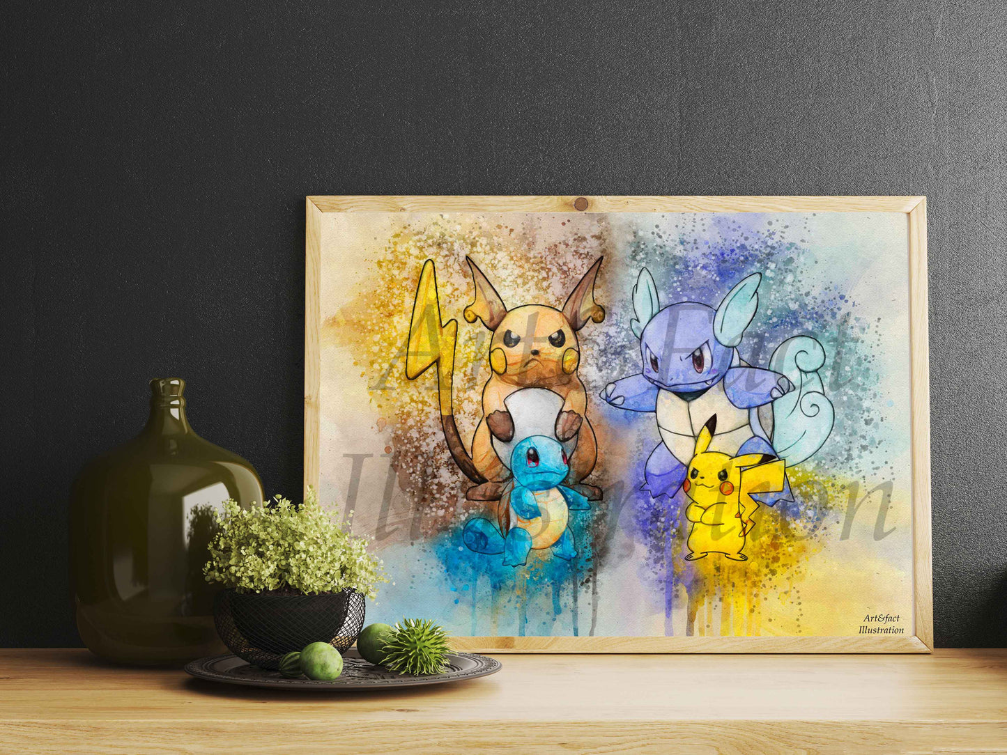 Evolution Pikachu Carapuce / Pokémon / Pikachu poster / Art Print / Dessin animé / Décoration / Chambre Enfant / Idée Cadeau / Fan Pikachu / Fan Pokemon