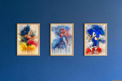 Sonic / Dessin Animé / Jeux vidéo / Art Print / Dessin animé / Décoration / Chambre d'enfant / Idée Cadeau / Fan Sonic