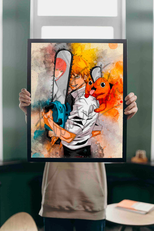 Chainsaw Man & Pochita / Manga poster / Série Animé / Décoration Chambre / Bureau / Idée Cadeau