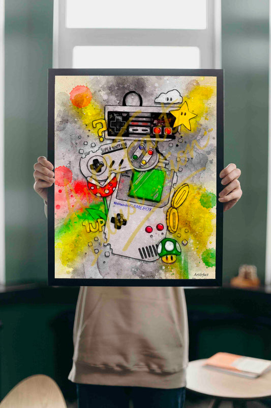 Gameboy Nintendo / Vintage / Jeux Video / Art / Décoration / Geek / Bureau / Chambre / Idée Cadeau