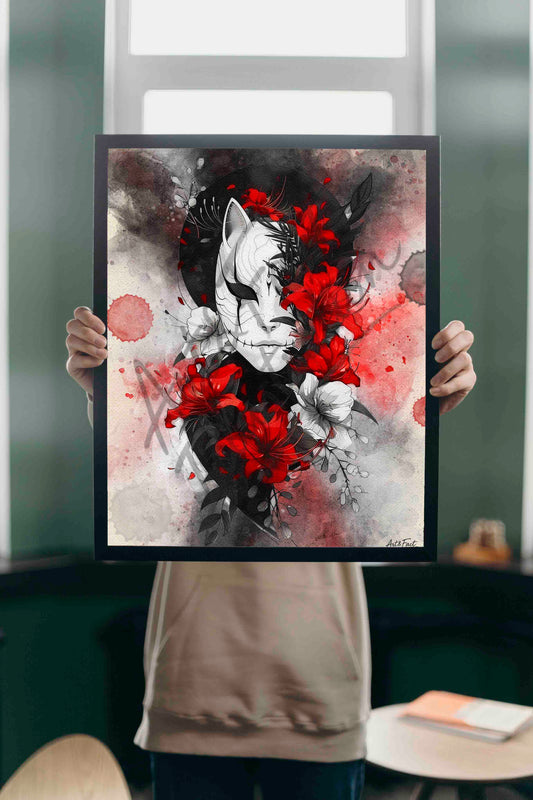 Geisha / Masque / Dame de Compagnie / Univers Japonais / Japon / Art / Décoration / Bureau / Chambre / Idée Cadeau