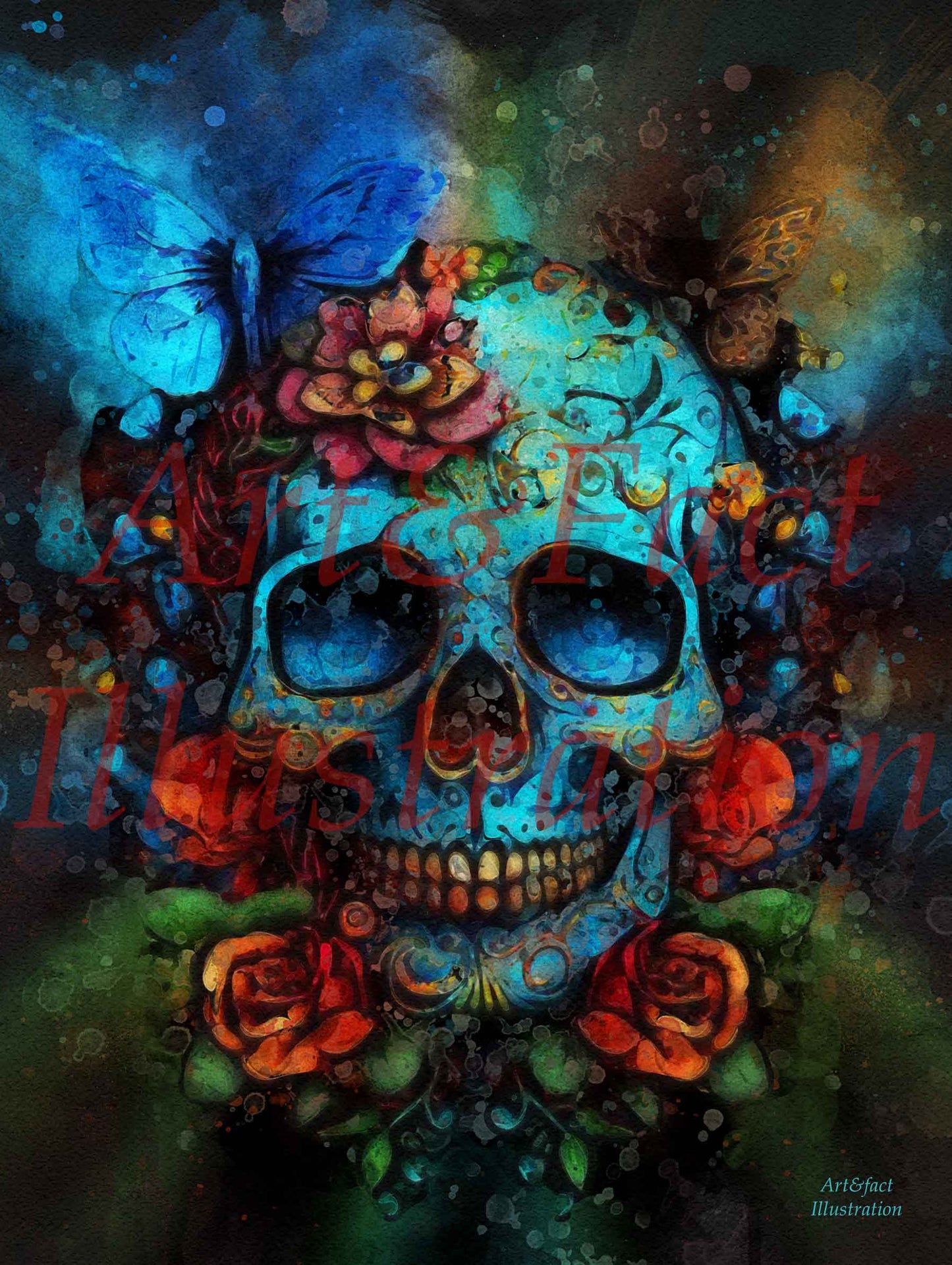 Calavera / Masque Mexicain / Tête de Mort / Œuvre / Art / Décoration / Bureau / Chambre / Idée Cadeau